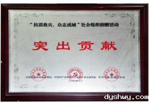 “抗震救灾 众志成城”社会组织捐赠活动突出贡献
