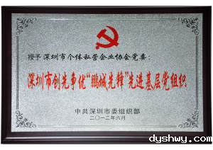 全国个私协会服务工作先进单位“创先争优‘鹏城先锋’先进基层党组织”
